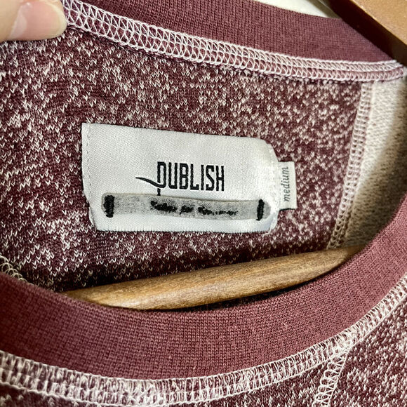 Publish Brand Size Medium Sweatshirt - Maroon Long Sleeve Today for Tomorrow - Picture 4 of 8